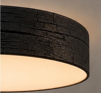 Luminaire housing finished in a wood texture
